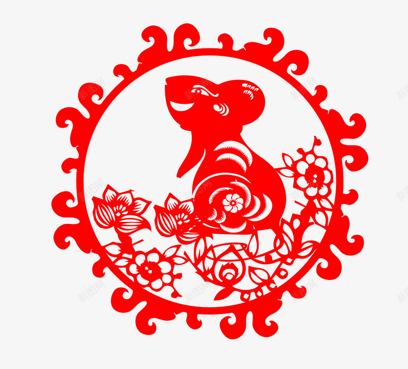 红色剪纸老鼠窗花png免抠素材_88icon https://88icon.com 剪纸 窗花 鼠年 鼠年剪纸 鼠年窗花