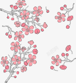 春天粉色花瓣漂浮矢量图素材