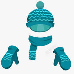 冬季保暖帽子和围巾套装插画矢量图素材