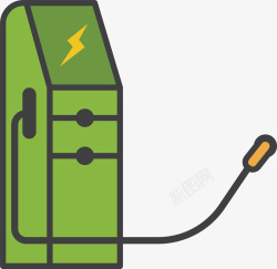 卡通城市绿色电动汽车充电桩矢量图素材