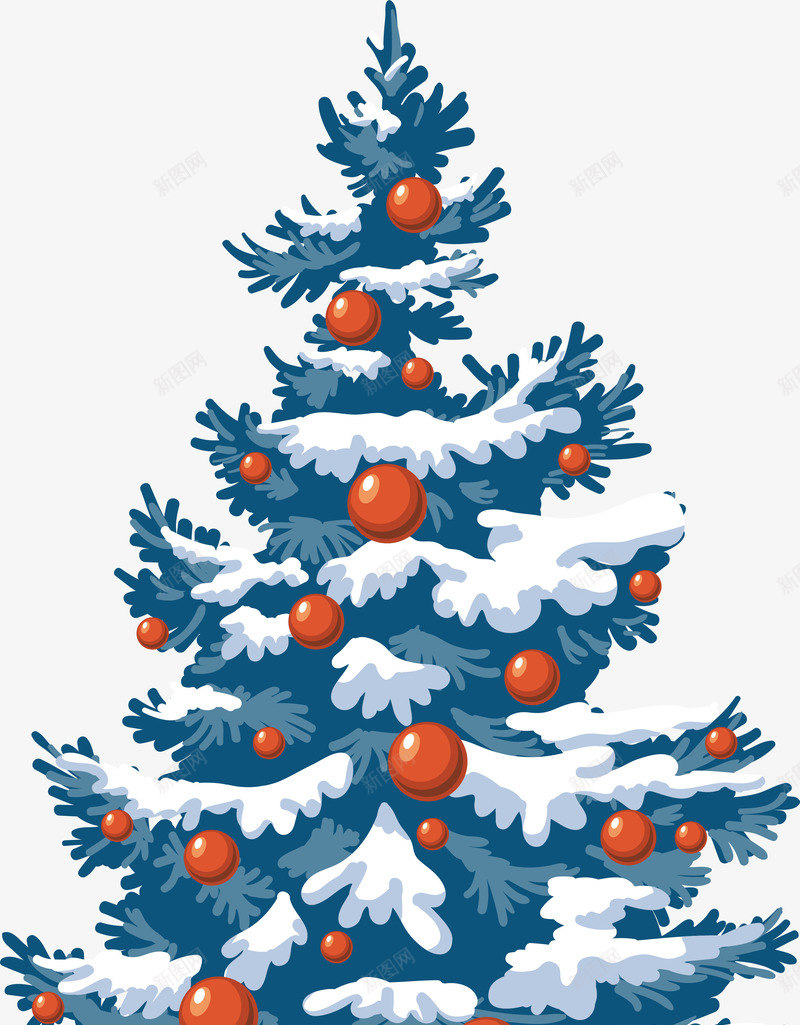 冬日蓝色积雪圣诞树png免抠素材_88icon https://88icon.com 冬日树木 圣诞快乐 圣诞树 圣诞球 圣诞节 装饰图案