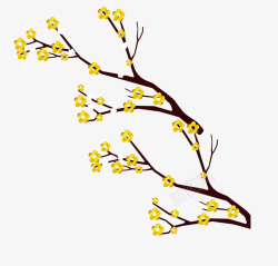 春节棕色春节黄色梅花装饰高清图片