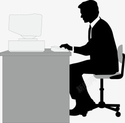 坐在电脑前的男人素材