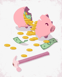 摔碎小猪存钱罐素材