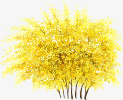 手绘秋季黄色大树装饰素材