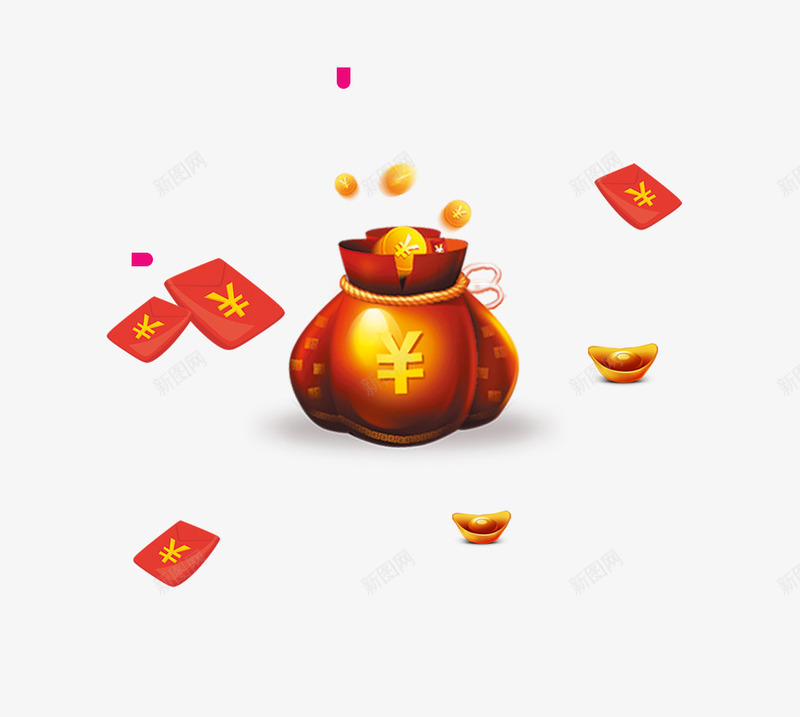 钱袋金币漂浮红包png免抠素材_88icon https://88icon.com 扁平 理财 红包 红色 金币 金袋子 钱包 钱袋