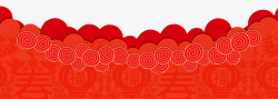 红色中国风海浪花纹素材