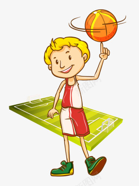 夏天卡通图案卡通手绘学校篮球比赛图标图标