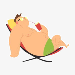 大肚腩男人海边躺椅晒太阳素材