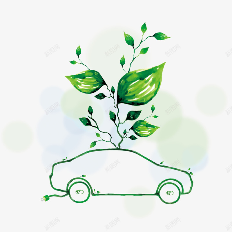 环保png免抠素材_88icon https://88icon.com 卡通 卡通汽 叶子 彩绘 彩色汽车 手绘 手绘汽车 树叶 汽车 环保 绿叶 绿色