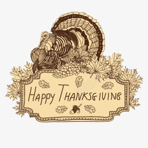 感恩节png免抠素材_88icon https://88icon.com HAPPY THANKSGIVING 叶子 感恩 手绘动物 火鸡