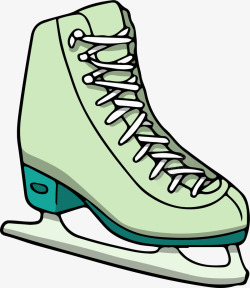 冬季卡通绿色溜冰鞋素材