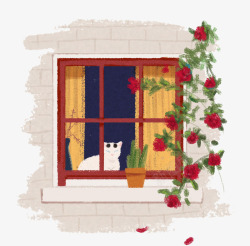 窗前的小猫素材
