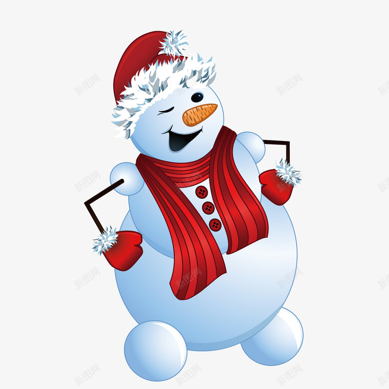 戴着圣诞帽的雪人矢量图ai免抠素材_88icon https://88icon.com 可爱 圣诞帽 雪人 矢量图