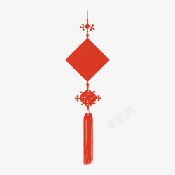 红色方格装饰中国结元素矢量图素材