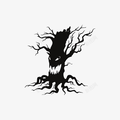 恐怖大树png免抠素材_88icon https://88icon.com 万圣节 万圣节免扣PNG 万圣节装饰 大树 大树插画 黑色大树
