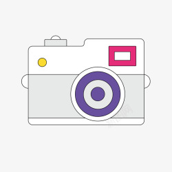 单反镜头线稿紫色相机高清图片