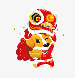 中国风手绘舞狮素材