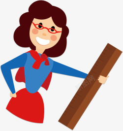 拿尺子的女人矢量图素材