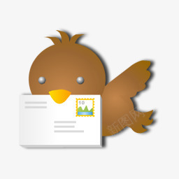 棕色包裹棕色小鸟和信封送信图标图标