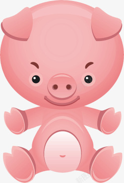 春节卡通生肖粉色猪矢量图素材