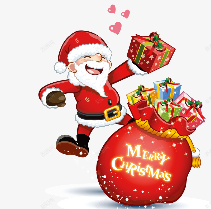 圣诞老人和礼物png免抠素材_88icon https://88icon.com 圣诞快乐英文 圣诞老人 圣诞老爷爷 圣诞节 圣诞节海报装饰 圣诞节海报装饰元素 彩色礼物盒子 礼物 礼物盒 红色