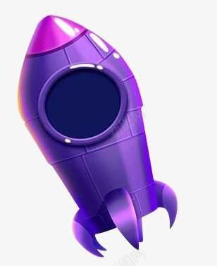 旅行插画紫色卡通火箭图标图标
