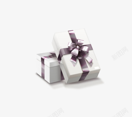 立体消息紫色的礼物盒图标图标