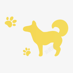 新年黄色可爱狗狗手绘矢量图素材