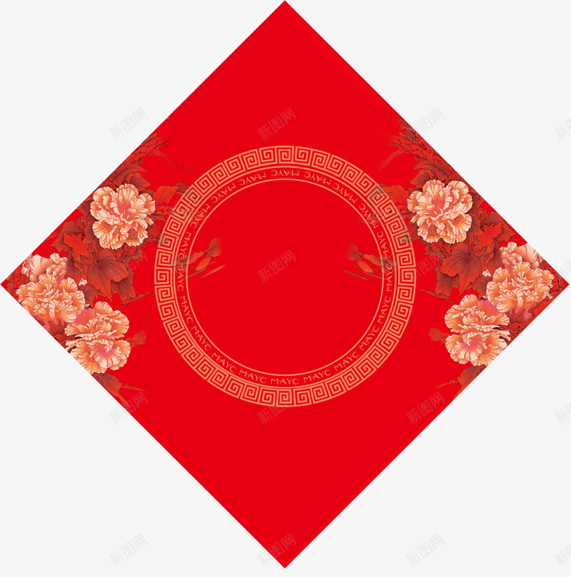 红色中国风方块背景png免抠素材_88icon https://88icon.com 方格背景 春节花纹 红色花纹 花纹 装饰图案 鲜花图案