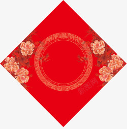 红色中国风方块背景素材