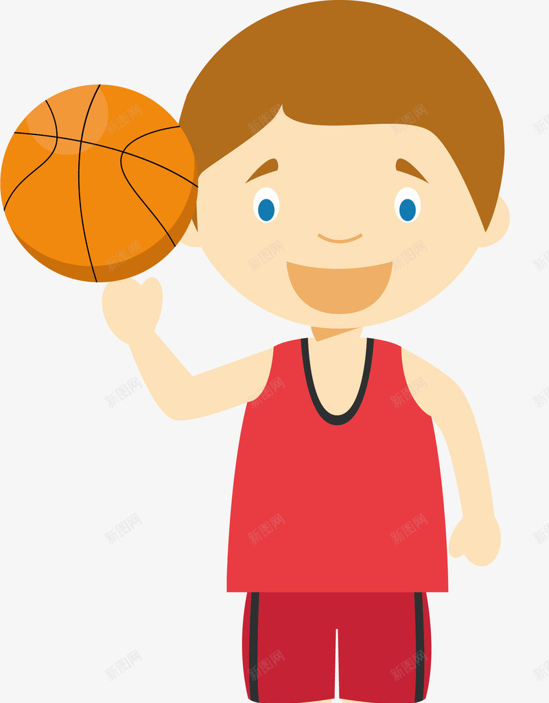 篮球运动员png免抠素材_88icon https://88icon.com 可爱 微笑 手绘 短发男孩 篮球 背心 运动 运动员