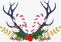 圣诞节装饰鹿角边框矢量图素材