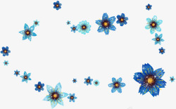 蓝色美丽手绘花朵素材