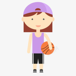 打篮球的女孩手绘运动女孩形象矢素材