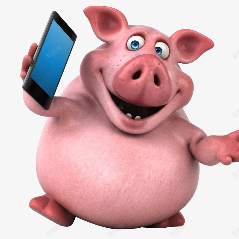 拿着手机的卡通粉红猪png免抠素材_88icon https://88icon.com 卡通人物 卡通猪形象 手拿手机 手机 拿手机 拿着手机的卡通人物 握着