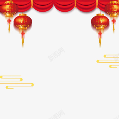 节日条幅红色灯笼图标图标