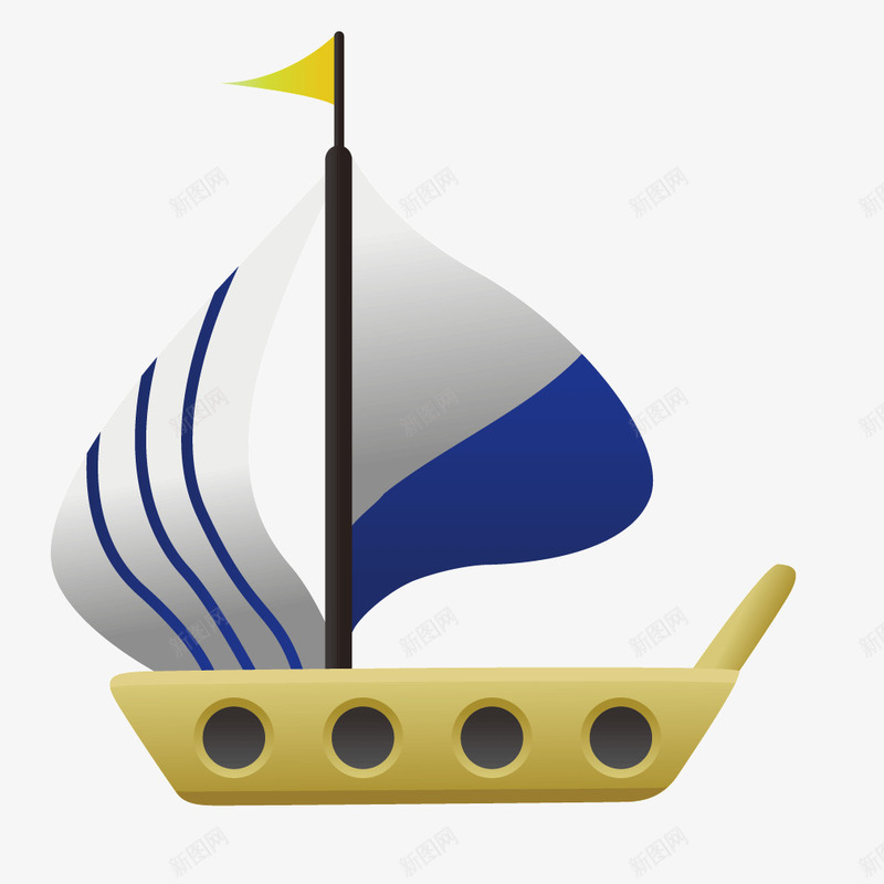 蓝色卡通玩具帆船矢量图ai免抠素材_88icon https://88icon.com 卡通 帆船 玩具 蓝色 矢量图