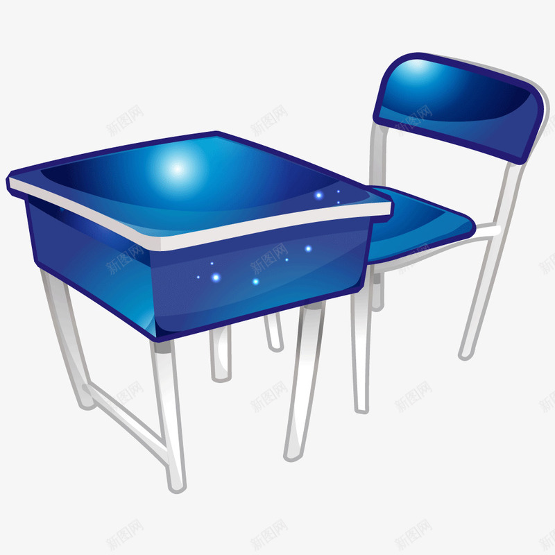 蓝色质感渐变课桌椅子png免抠素材_88icon https://88icon.com 椅子 渐变 蓝色 课桌 质感