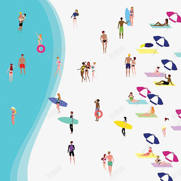 海边游泳人群png免抠素材_88icon https://88icon.com 假期 度假 海滩 游泳
