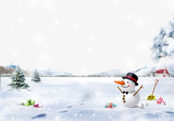 雪中微笑的圣诞节雪人背景素材