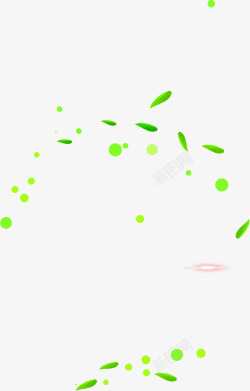卡通绿叶飘浮圆形气泡素材