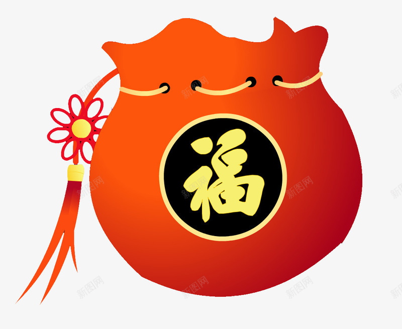 红色拉缩福袋png免抠素材_88icon https://88icon.com 包装袋 礼品 福袋 香囊