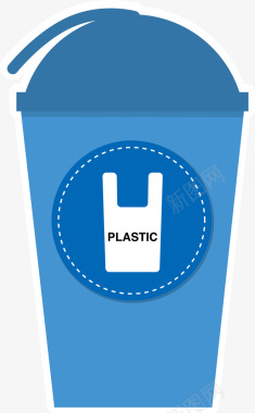 蓝色创意垃圾桶图图标图标