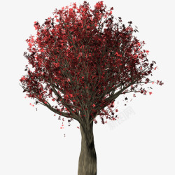 红色树木手绘素材