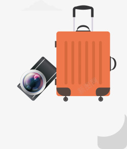 创意旅行箱留学旅行创意红色旅行箱照相机图矢量图图标高清图片