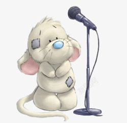 手绘卡通唱歌的老鼠素材