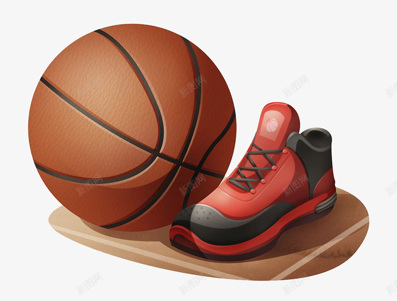 篮球和球鞋插画png免抠素材_88icon https://88icon.com 体育用品 球鞋 篮球 运动 运动鞋