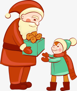 圣诞老人与小女孩矢量图素材