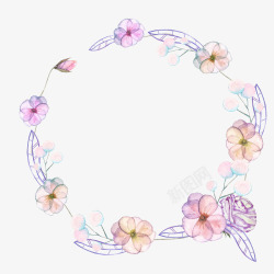 紫色珠子圆环手绘花朵花环高清图片